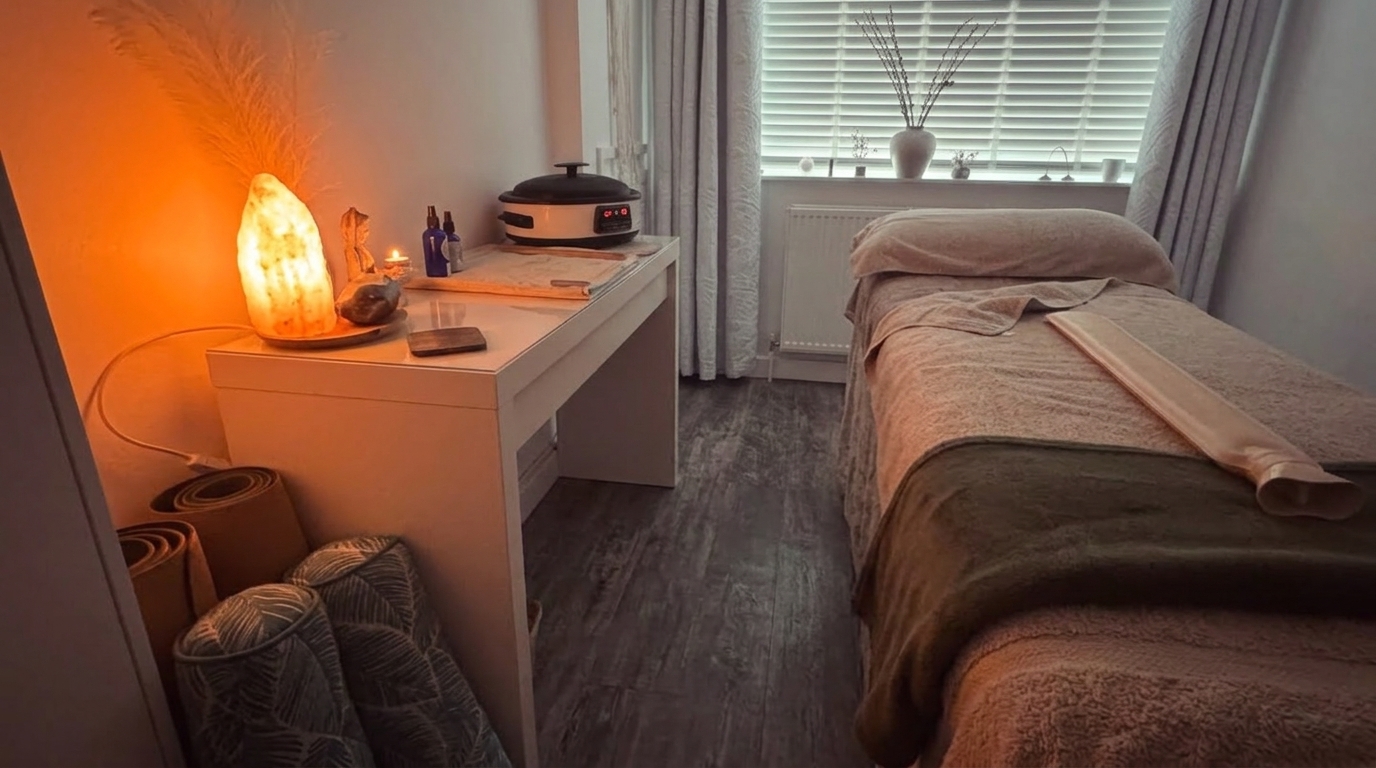 Professional male massage therapy treatment room in Manchester